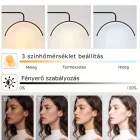 Aura Félhold LED szempillás- és kozmetikai lámpa, fekete színű, fényerősség- és színhőmérséklet szabályzóval