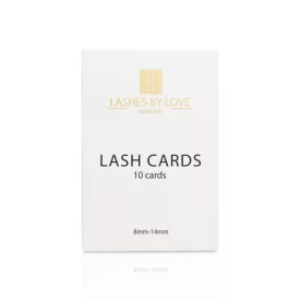 Lashes by Love Volume Fan ragasztócsík kártya méretjelölésekkel a műszempilla fanok rendszerezéséhez, fanoláshoz, promade pillákhoz