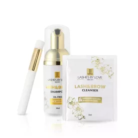 Lashes by Love szempilla tisztító csomag sampon koncentrátummal és ecsettel